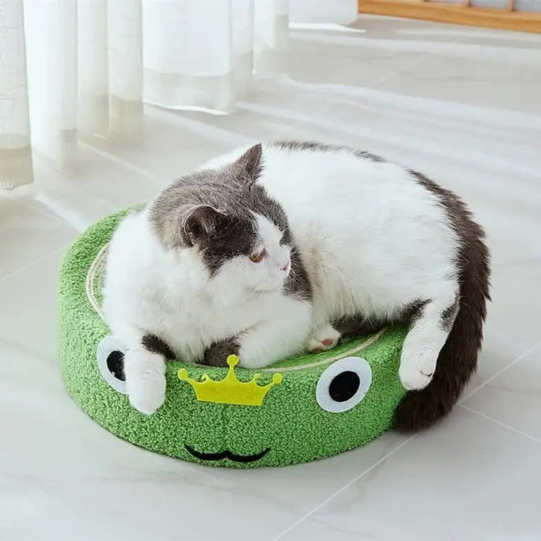 Green Frog Cat Scratcher Bed - Sisal Scratch Pad with Fun Animal 40*40*10cm - Pet Care > Cat Supplies > Cat Scratchers