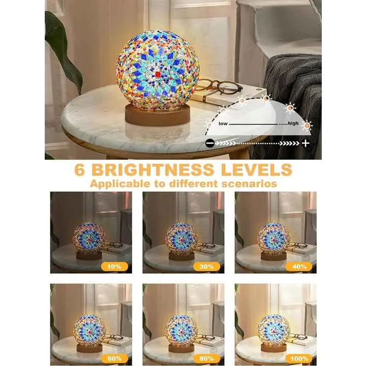 Green Handmade Mosaic Glass Lamp - Vibrant Decorative Table Light - Home & Garden > Lighting > Night Lights & Ambient