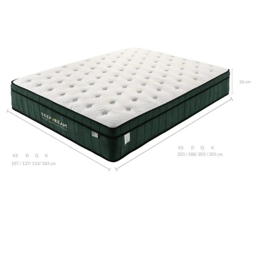 Green Tea Cool Gel Memory Foam Mattress 36cm 5 Zone Double - Furniture > Mattresses
