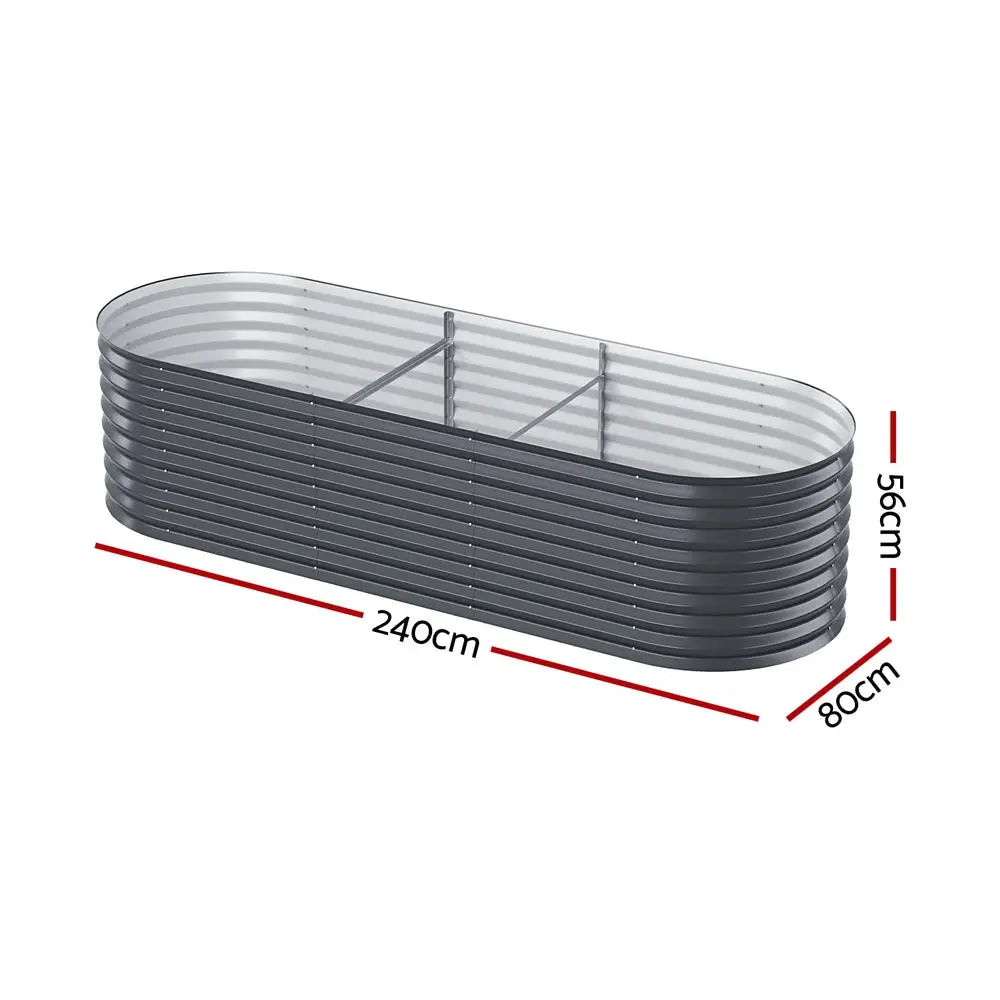 Greenfingers Garden Bed 240X80X56cm Oval Planter Box - Home & Garden > Garden Beds
