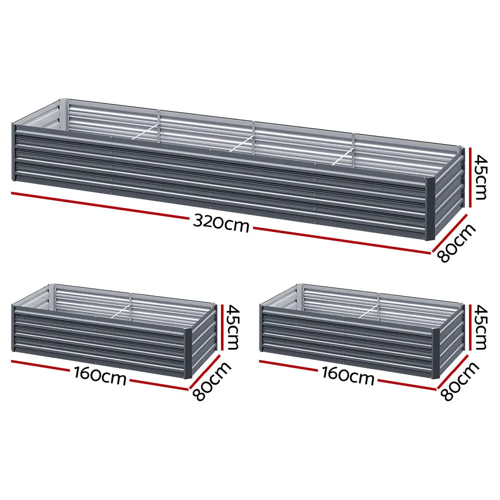 Greenfingers Garden Bed 320X80X45cm Planter Box Raised Container Galvanised Herb - Home & Garden > Garden Beds