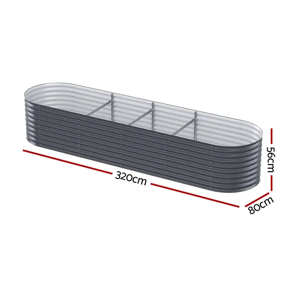 Greenfingers Garden Bed 320X80X56cm Oval Planter Box - Home & Garden > Garden Beds