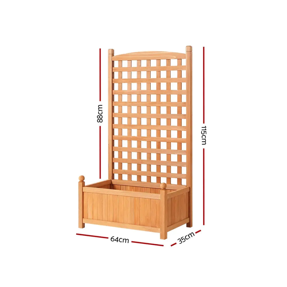 Greenfingers Garden Bed Wooden 64x35x115cm Planter Raised Box Container Trellis - Home & Garden > Garden Beds