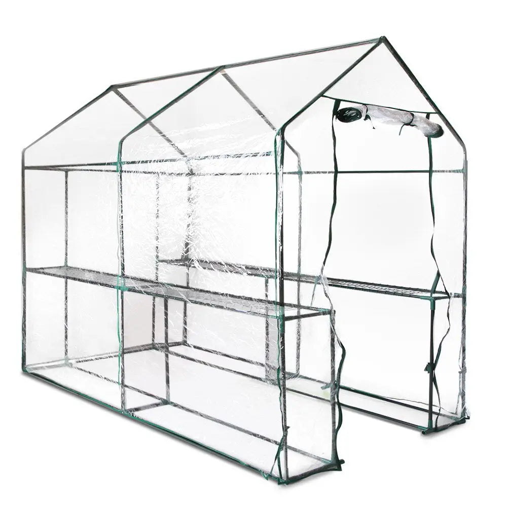 Greenfingers Greenhouse 1.2x1.9x1.9M Walk in Green House Tunnel Clear Garden Shed 4 Shelves - Home & Garden >