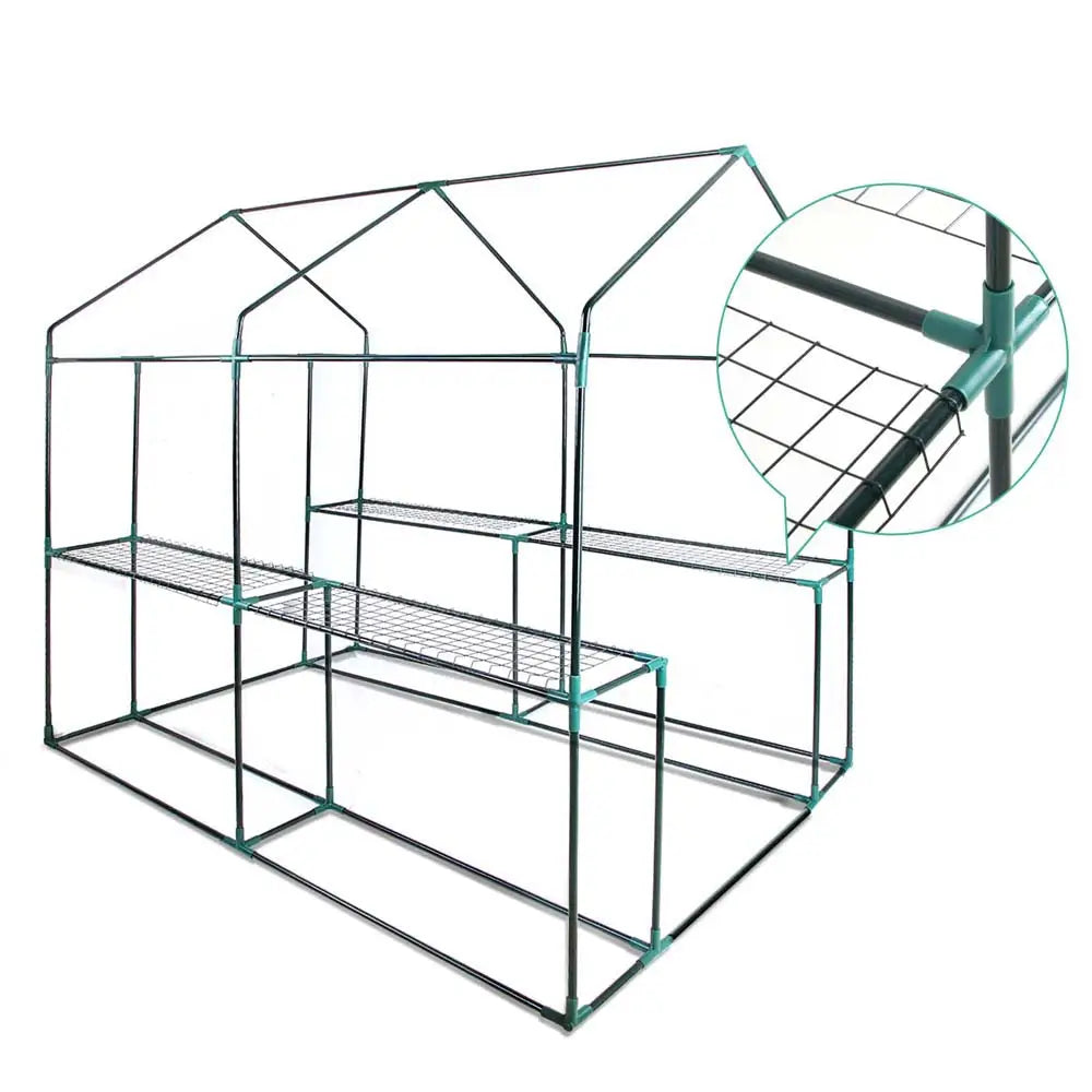 Greenfingers Greenhouse 1.2x1.9x1.9M Walk in Green House Tunnel Clear Garden Shed 4 Shelves - Home & Garden >