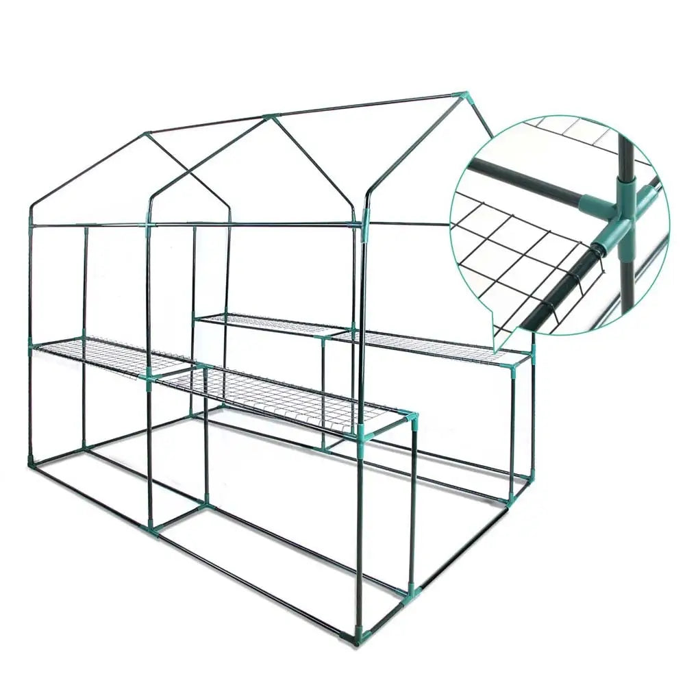 Greenfingers Greenhouse 1.2x1.9x1.9M Walk in Green House Tunnel Clear Garden Shed 4 Shelves - Home & Garden >