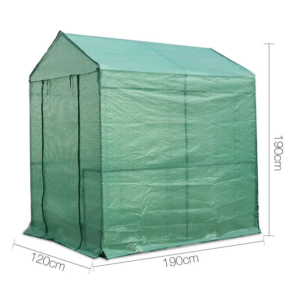 Greenfingers Greenhouse 1.2x1.9x1.9M Walk in Green House Tunnel Plant Garden Shed 4 Shelves - Home & Garden >