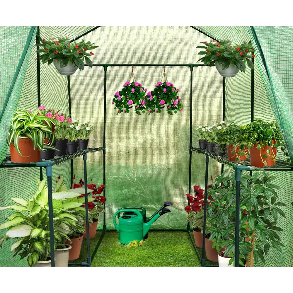 Greenfingers Greenhouse 1.2x1.9x1.9M Walk in Green House Tunnel Plant Garden Shed 4 Shelves - Home & Garden >