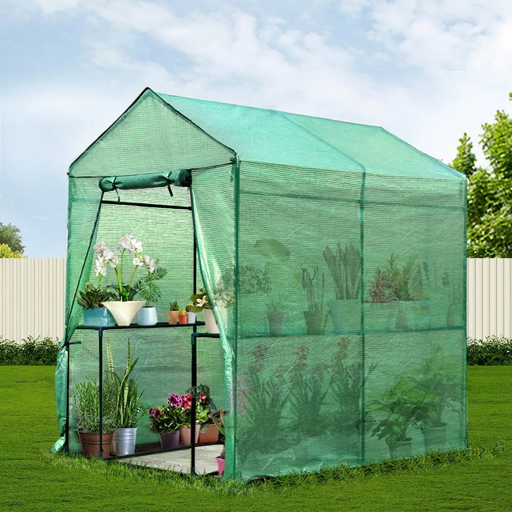 Greenfingers Greenhouse 1.2x1.9x1.9M Walk in Green House Tunnel Plant Garden Shed 4 Shelves - Home & Garden >