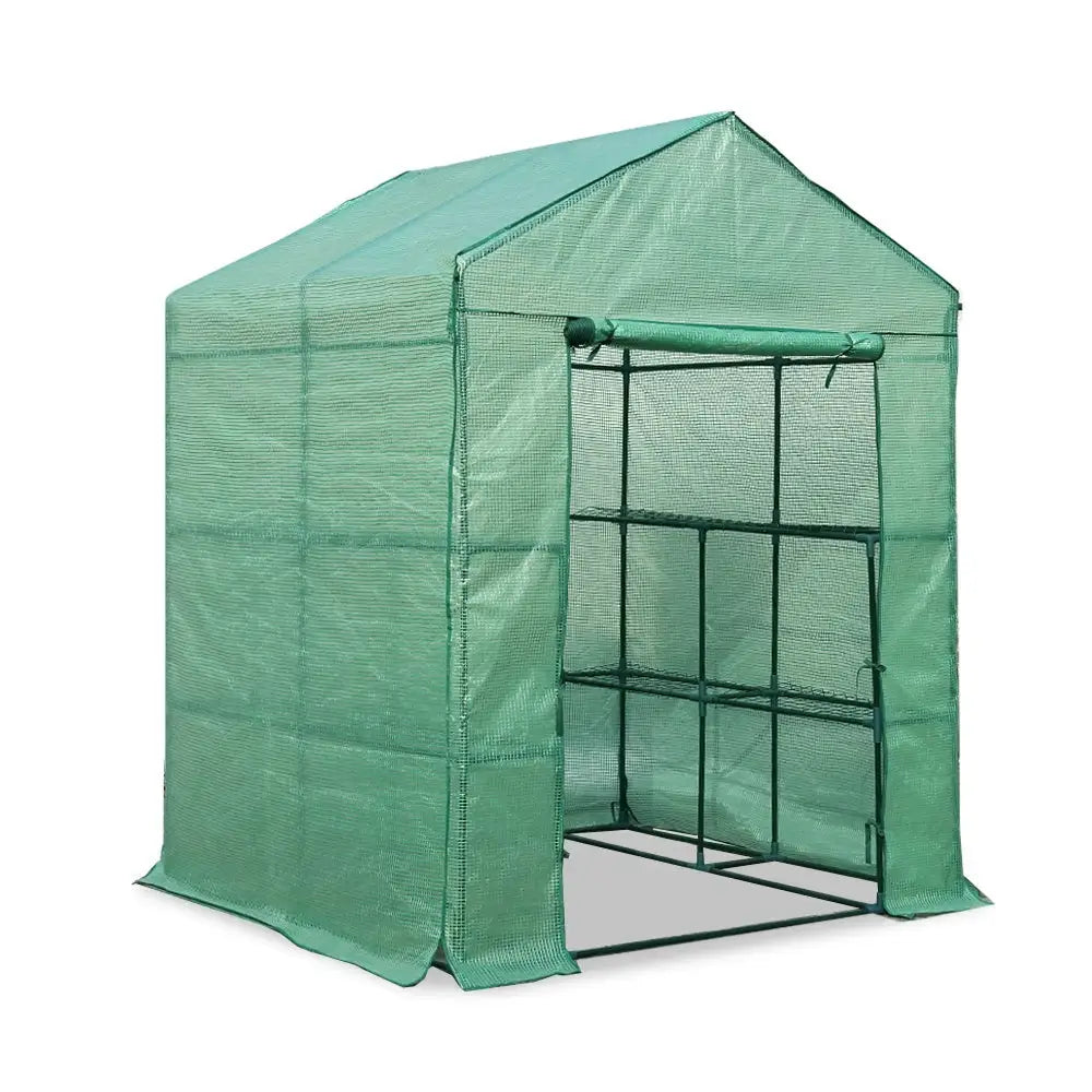 Greenfingers Greenhouse 1.4x1.55x2M Walk in Green House Tunnel Plant Garden Shed 8 Shelves - Home & Garden > Green