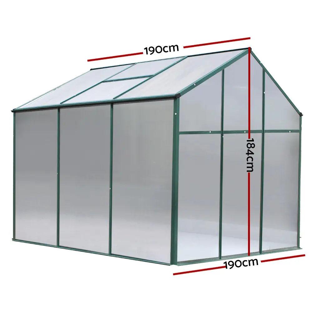 Greenfingers Greenhouse 1.9x1.9x1.83M Aluminium Polycarbonate Green House Garden Shed - Home & Garden > Green Houses