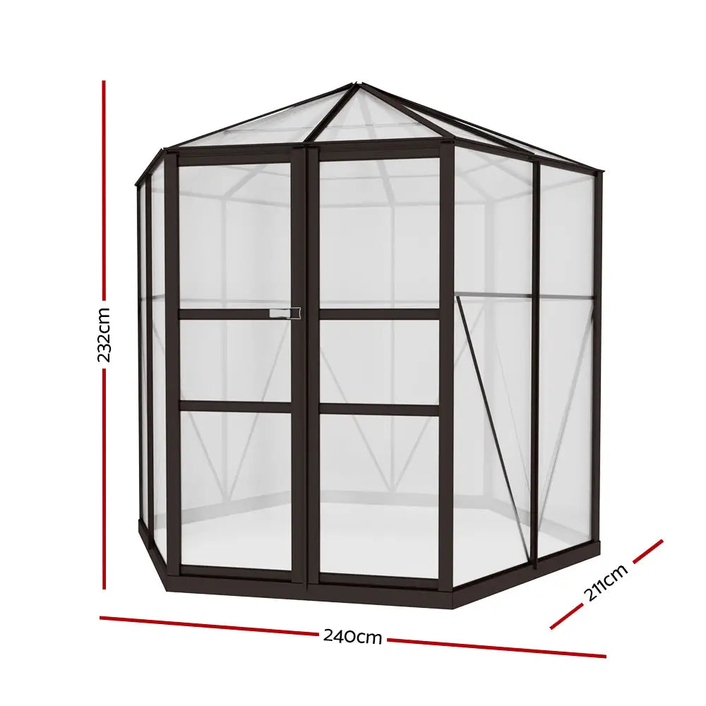 Greenfingers Greenhouse 2.4x2.1x2.32M Aluminium Polycarbonate Green House Garden Shed - Home & Garden > Green Houses