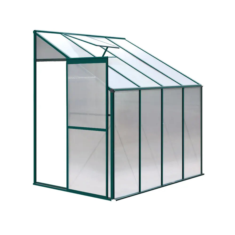 Greenfingers Greenhouse 2.52x1.27x2.13M Lean-to Aluminium Polycarbonate Green House Garden Shed - Home & Garden > Green
