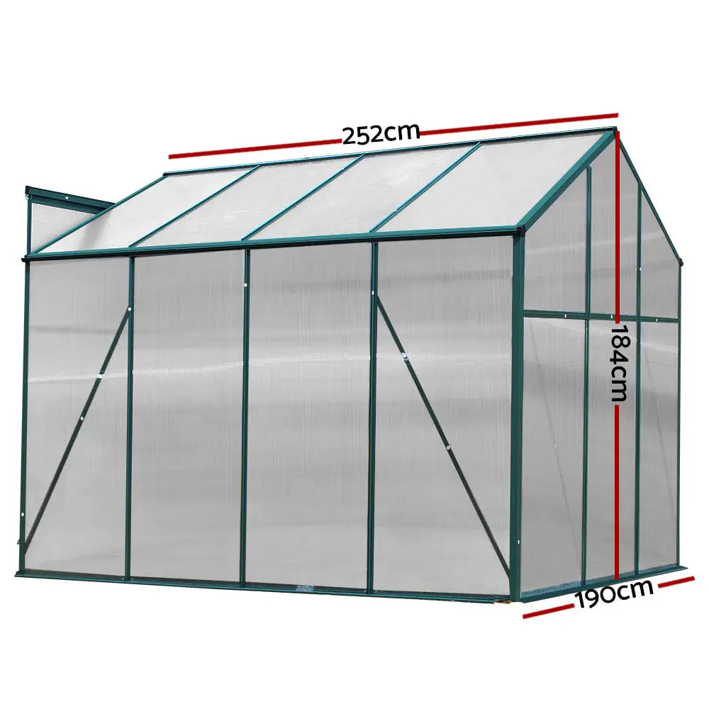 Greenfingers Greenhouse 2.52x1.9x1.83M Aluminium Polycarbonate Green House Garden Shed - Home & Garden > Green Houses