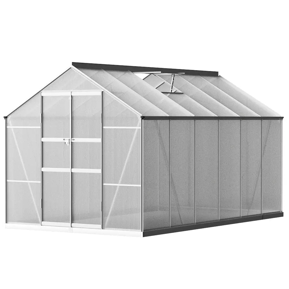 Greenfingers Greenhouse 3.7x2.5x2.26M Double Doors Aluminium Green House Garden Shed - Home & Garden > Green Houses