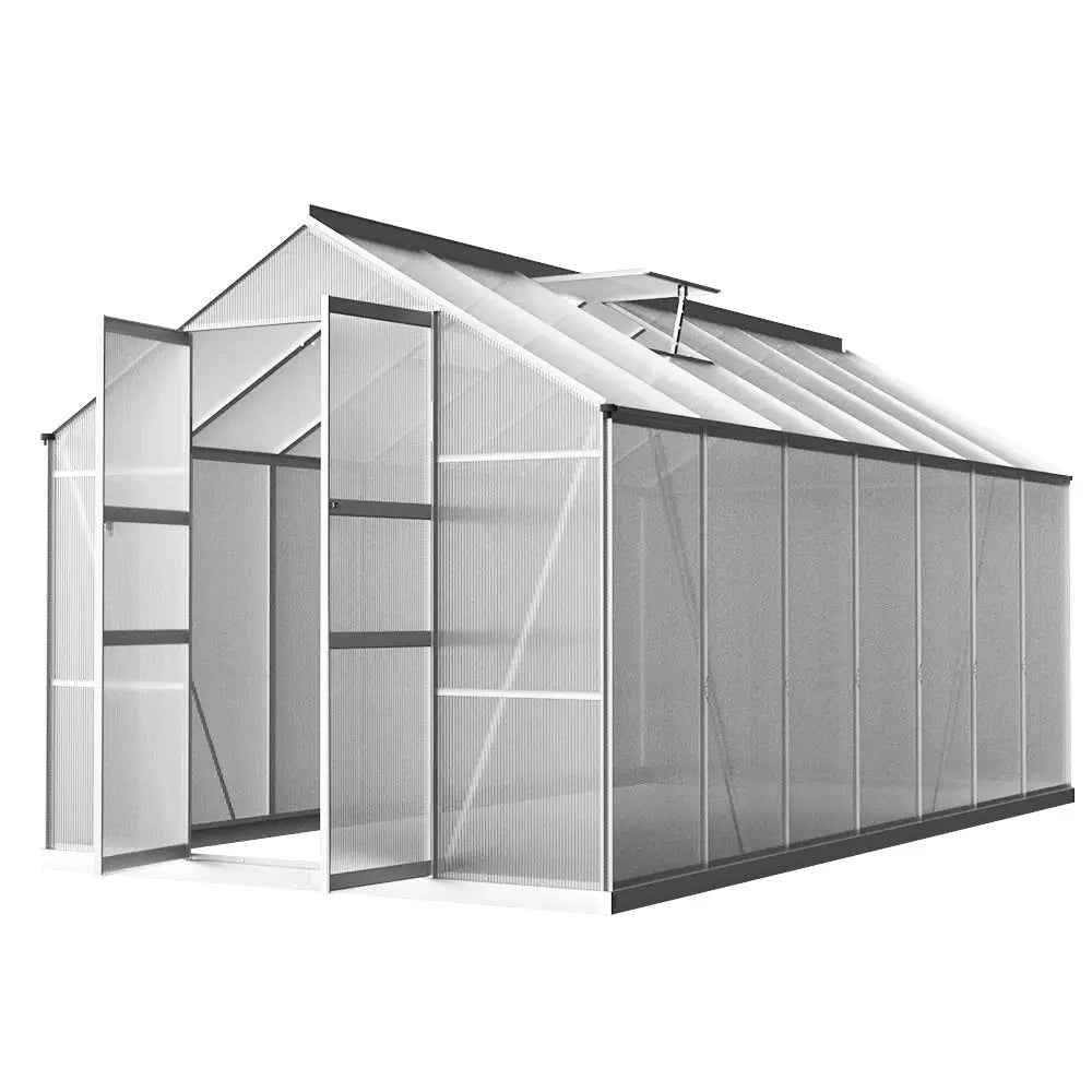 Greenfingers Greenhouse 4.1x2.5x2.26M Double Doors Aluminium Green House Garden Shed - Home & Garden > Green Houses