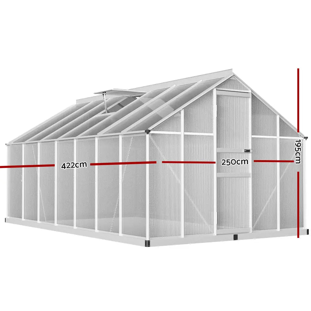 Greenfingers Greenhouse 4.2x2.5x1.95M Aluminium Polycarbonate Green House Garden Shed - Home & Garden > Green Houses