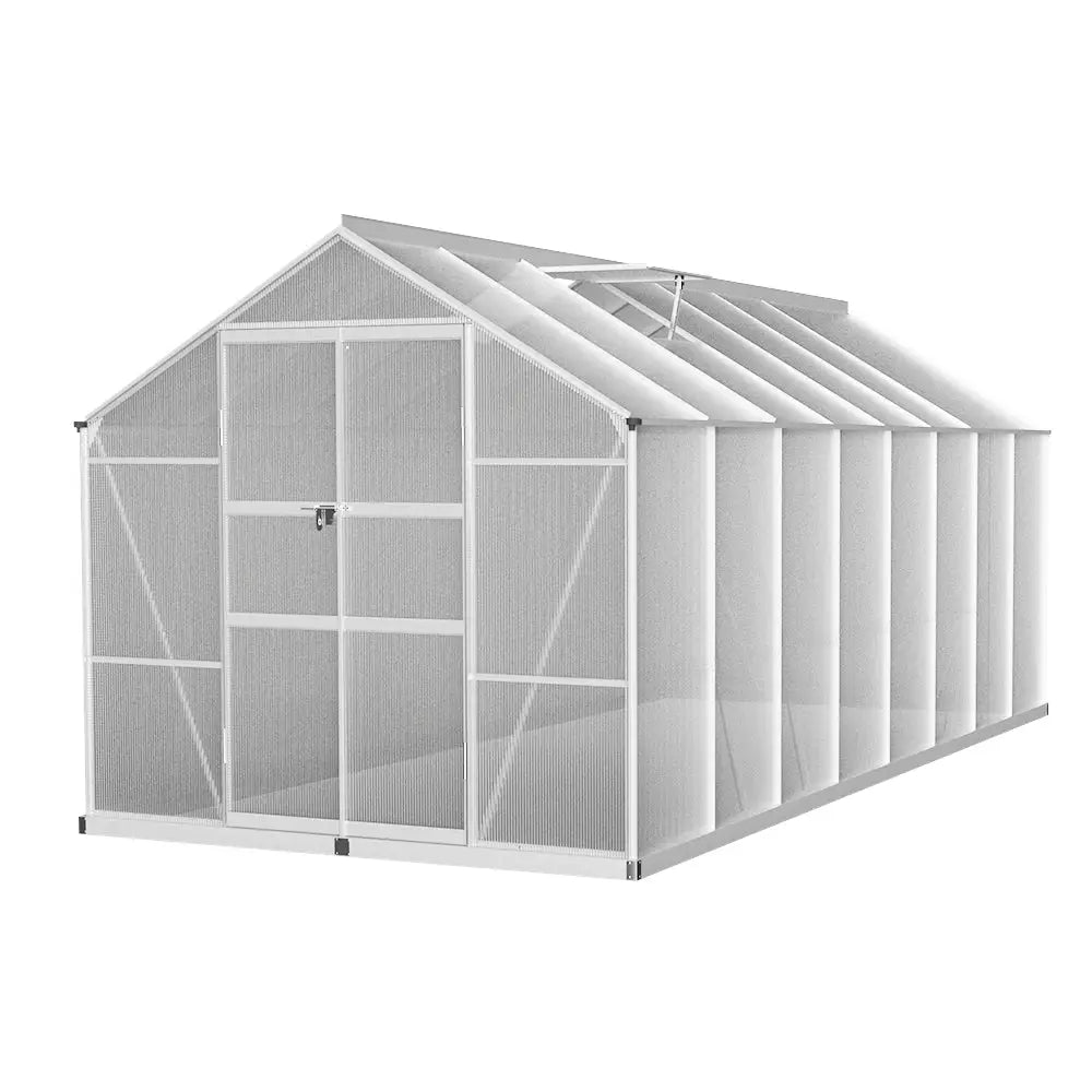 Greenfingers Greenhouse 4.7x2.5x2.26M Double Doors Aluminium Green House Garden Shed - Home & Garden > Green Houses