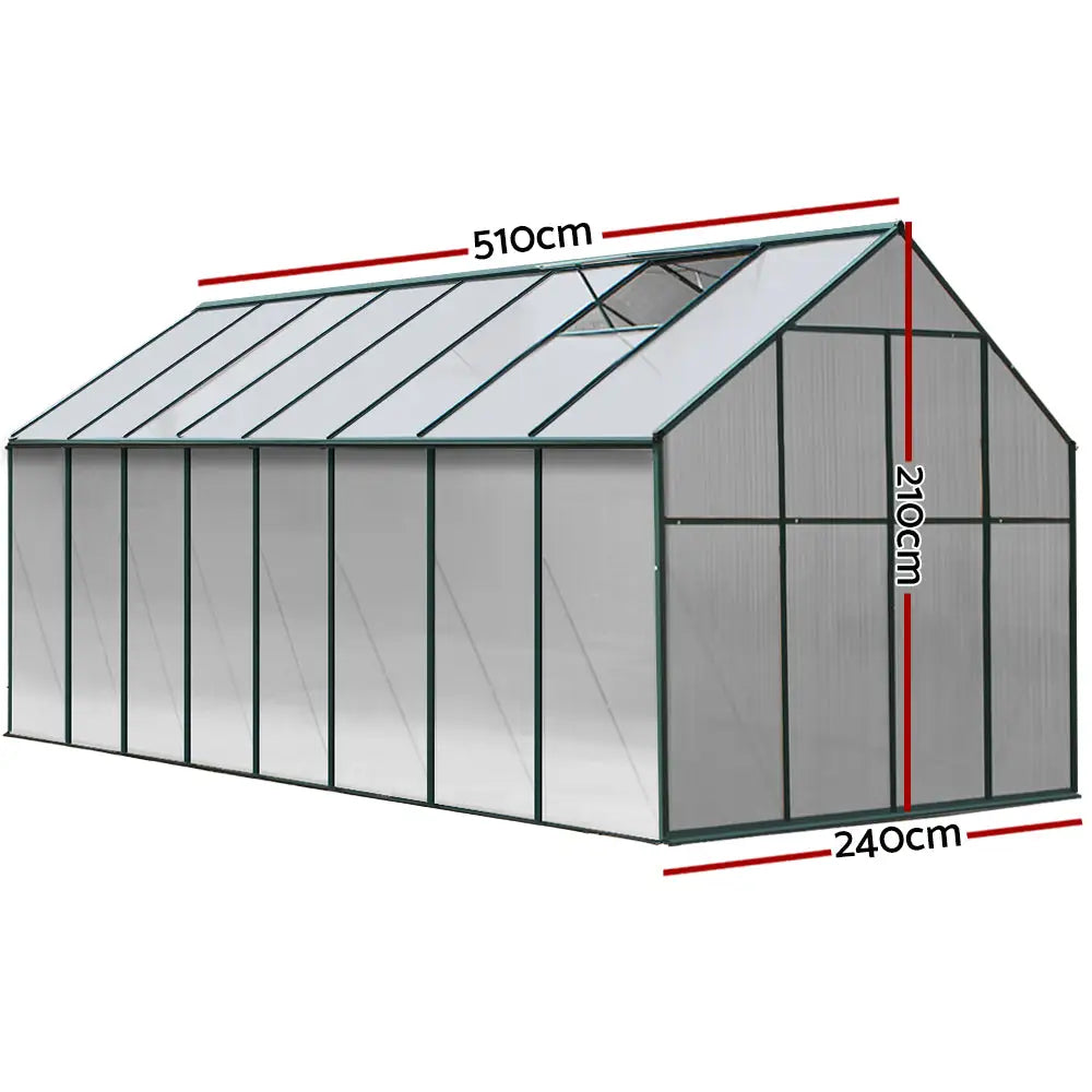 Greenfingers Greenhouse 5.1x2.44x2.1M Aluminium Polycarbonate Green House Garden Shed - Home & Garden > Green Houses