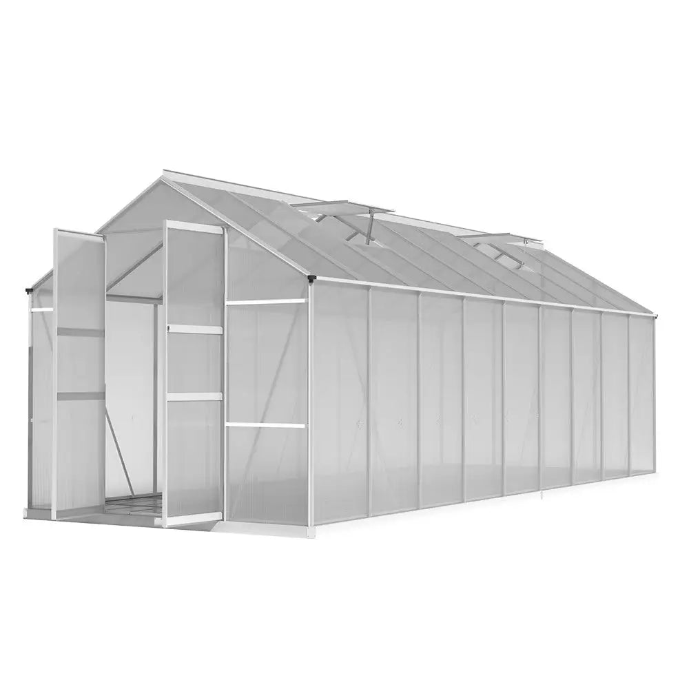 Greenfingers Greenhouse 5.1x2.5x2.26M Double Doors Aluminium Green House Garden Shed - Home & Garden > Green Houses
