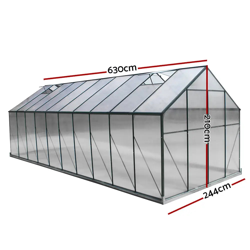 Greenfingers Greenhouse 6.3x2.44x2.1M Aluminium Polycarbonate Green House Garden Shed - Home & Garden > Green Houses