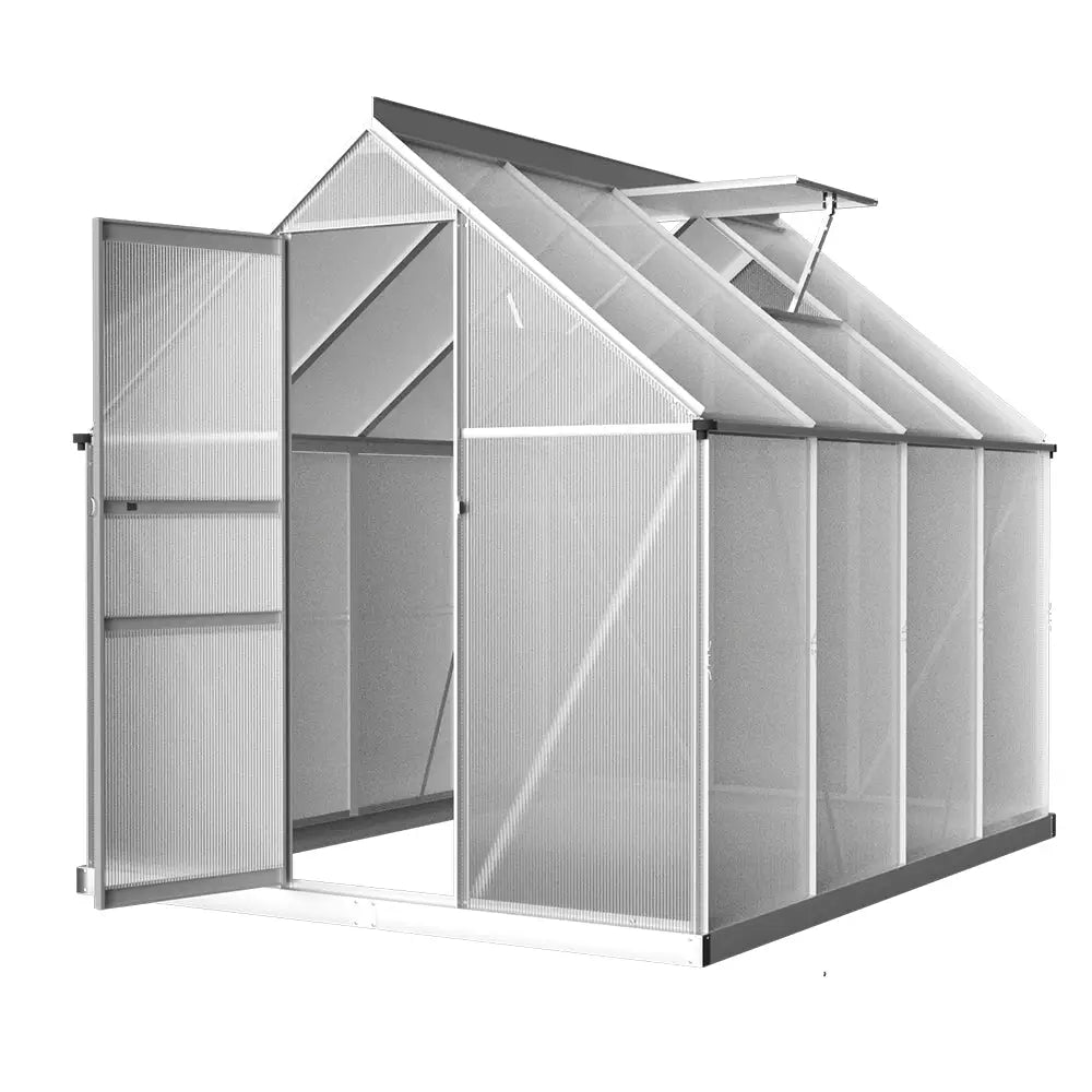 Greenfingers Greenhouse Aluminium Green House Polycarbonate Garden Shed 2.4x1.9M - Home & Garden > Green Houses