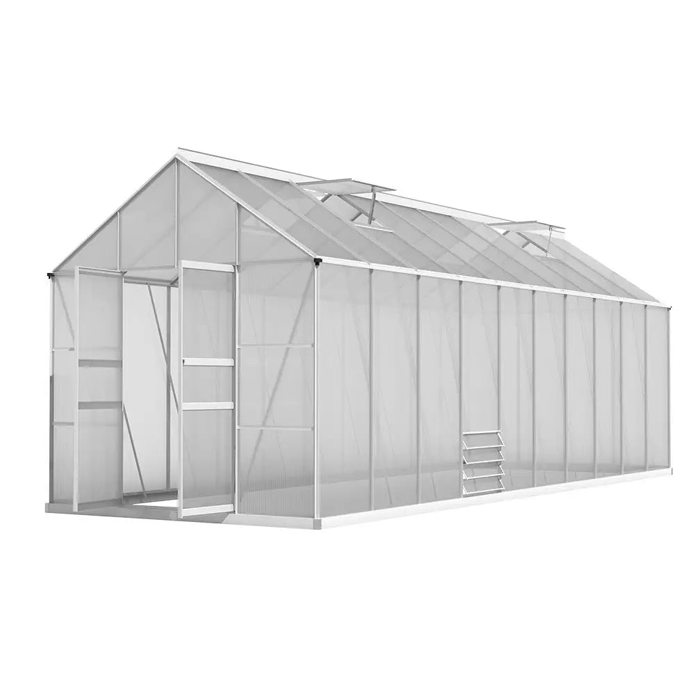 Greenfingers Greenhouse Aluminium Large Green House Garden Shed 6X2.4M - Home & Garden > Green Houses