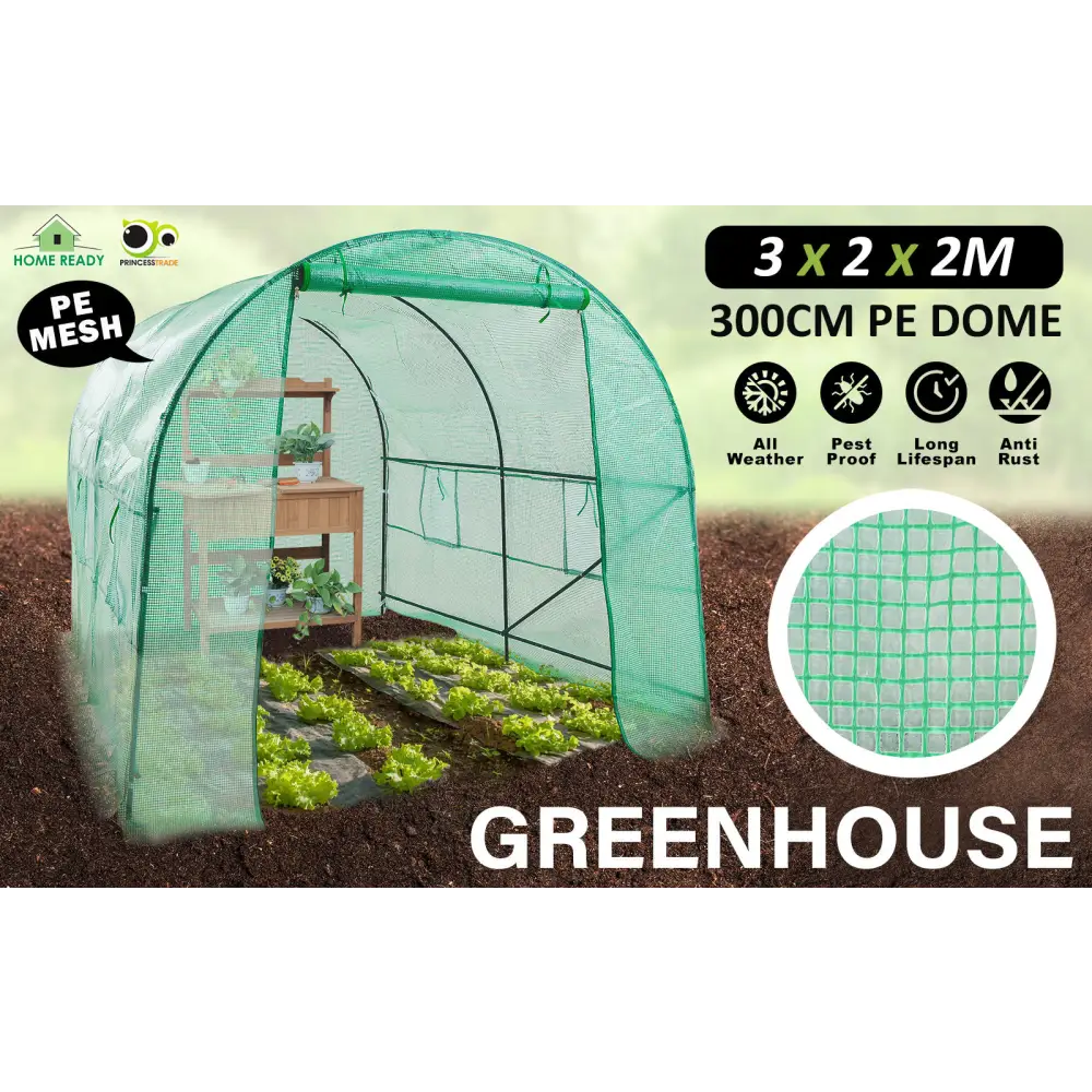 Greenhouse Walk-In Shed 3x2x2M PE Dome Tunnel Polytunnel - Home & Garden > Green Houses
