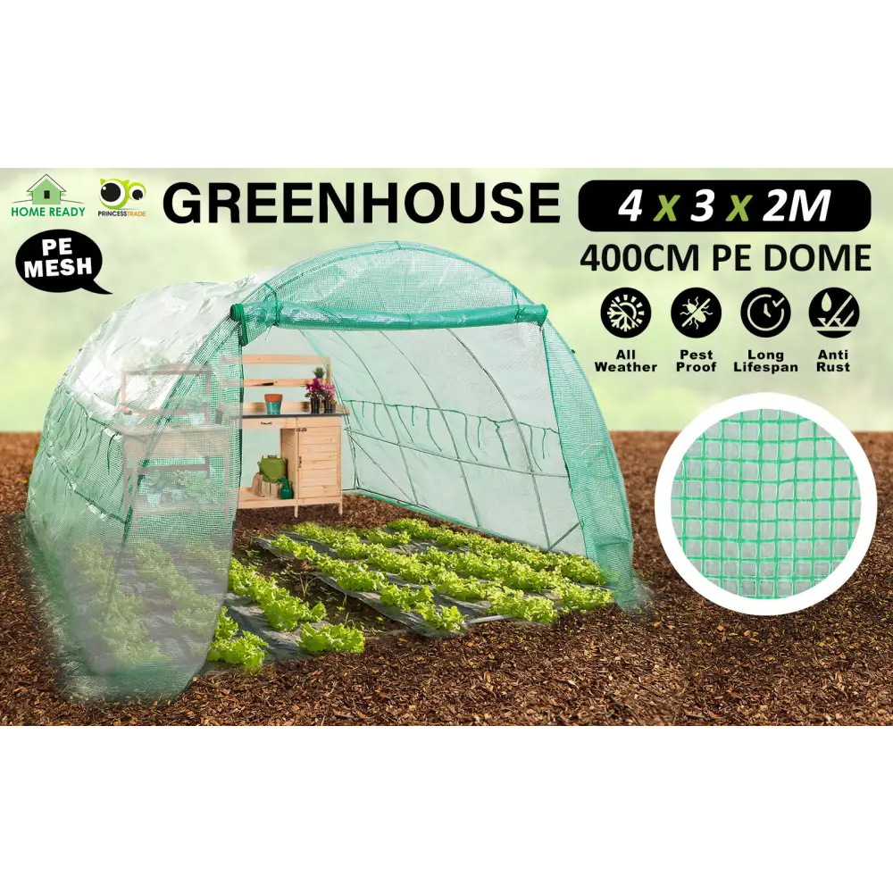 Greenhouse Walk-In Shed 4x3x2M PE Dome Hoop Tunnel Polytunnel - Home & Garden > Green Houses
