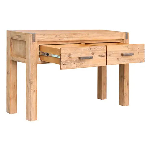 Hall Table 2 Storage Drawers Solid Acacia Wooden Frame Hallway in Oak Color - Furniture > Living Room