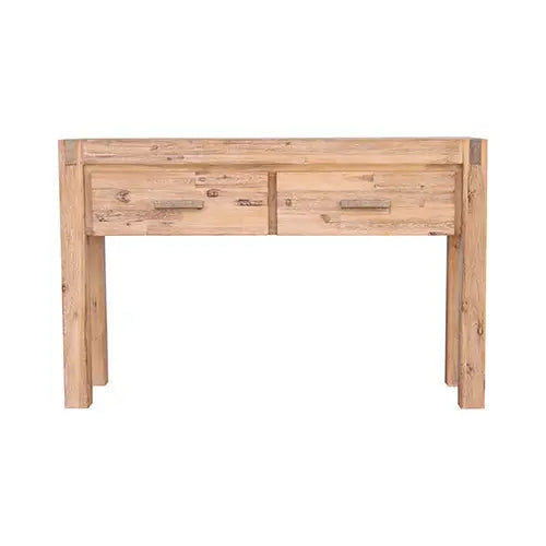 Hall Table 2 Storage Drawers Solid Acacia Wooden Frame Hallway in Oak Color - Furniture > Living Room