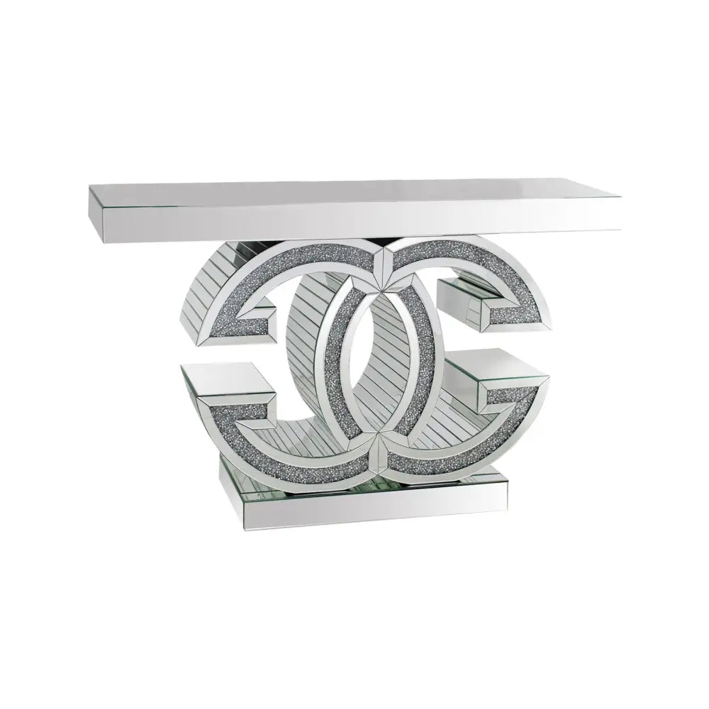 Hall Table MDF & Mirror & Crushed Acrylic Diamonds Silver Colour - Furniture > Dining > Buffets & Sideboards