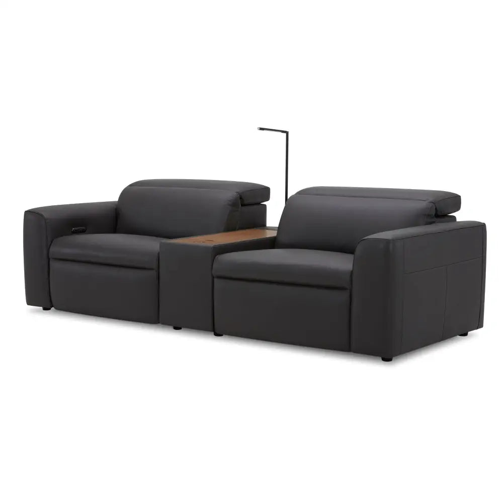 Hallie 2 Seater Genuine Leather Sofa Lounge Electric Powered Recliner Graphite - Furniture > Sofas