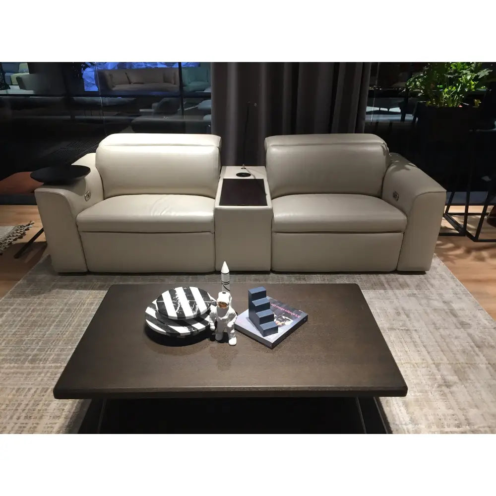 Hallie 2 Seater Genuine Leather Sofa Lounge Electric Powered Recliner Beige - Furniture > Sofas