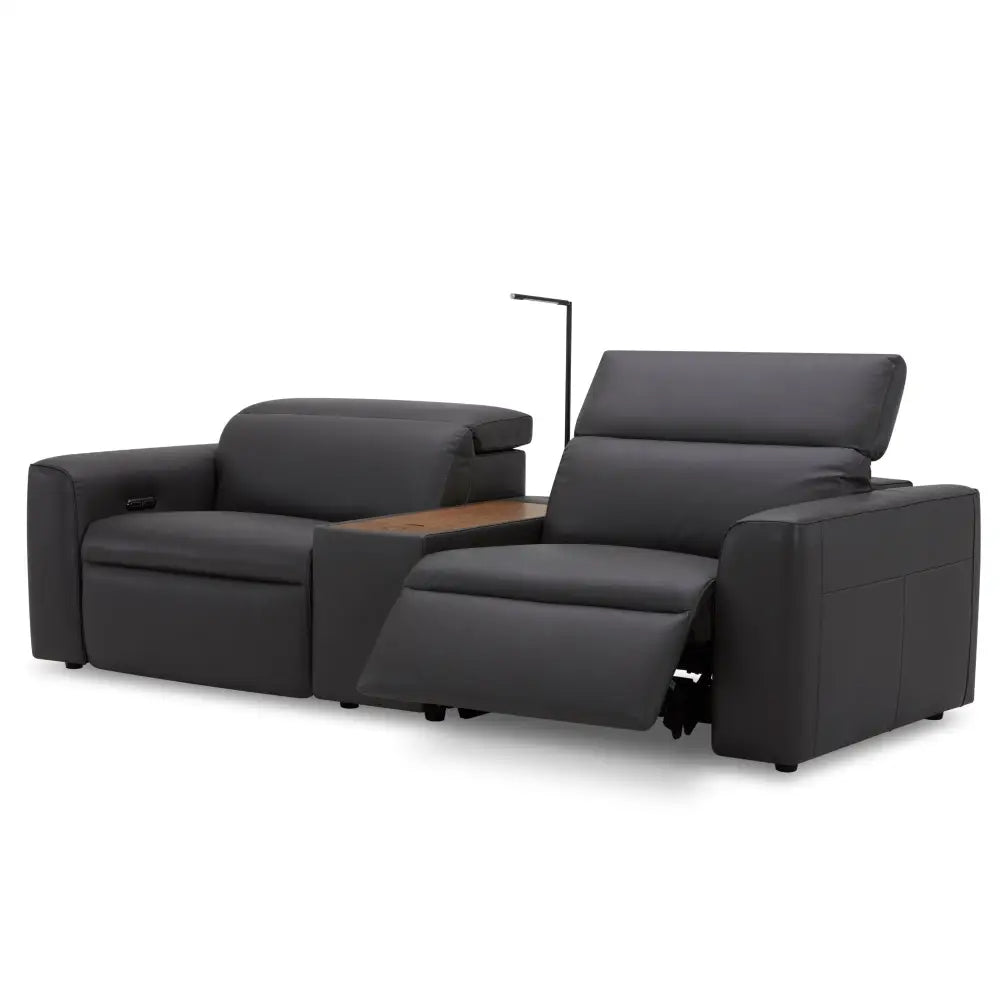 Hallie 2 Seater Genuine Leather Sofa Lounge Electric Powered Recliner Graphite - Furniture > Sofas