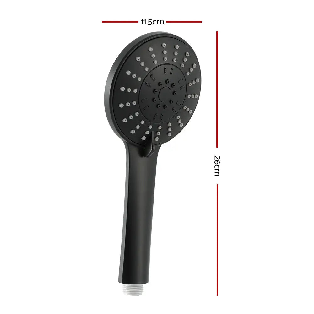 Handheld Shower Head 4.5’’ High Pressure 5 Modes Poweful Round Black - Home & Garden > Bathroom Accessories >