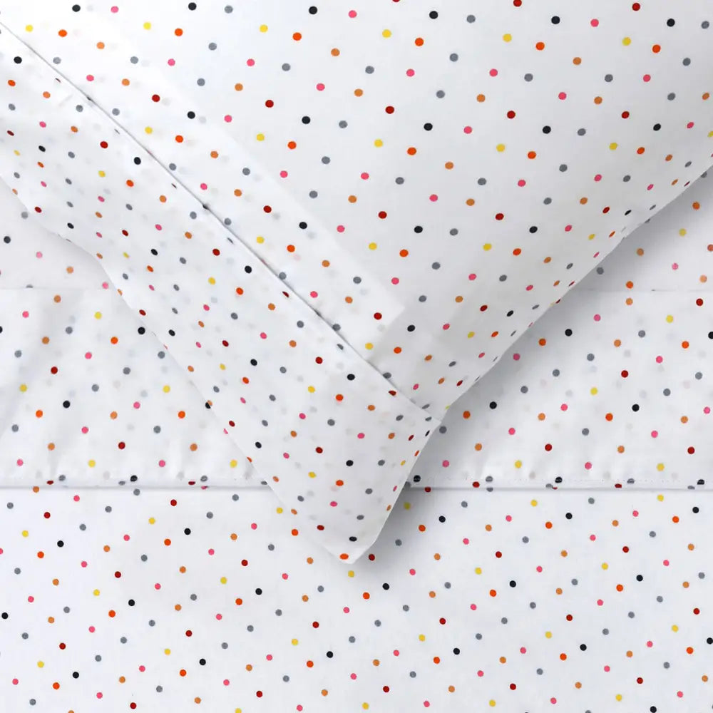 Happy Kids Polka Multi Printed Microfibre Sheet Set King Single - Home & Garden > Bedding > Bed Sheets