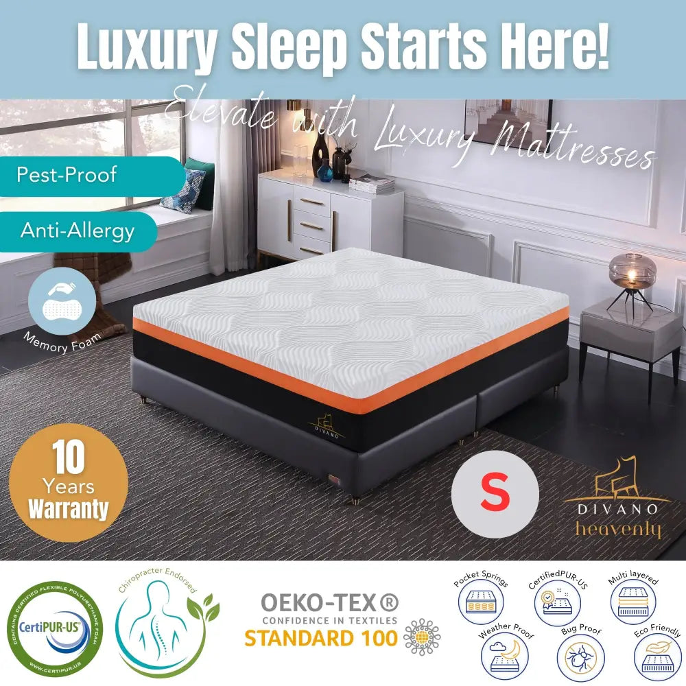 Heavenly Single Size Memory Foam Medium-Firm Feel 31cm Mattress - Furniture > Mattresses