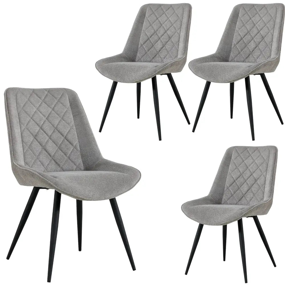 Helenium Dining Chair Set of 4 Fabric Seat with Metal Frame - Granite - Furniture > Dining
