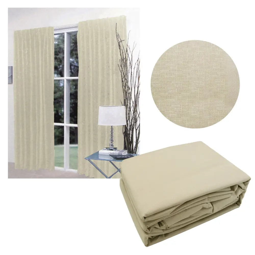 Home Innovations Pair of Faux Linen Blockout Pinch Pleat Curtains Linen to Fit 180 x 221cm - Home & Garden > Curtains