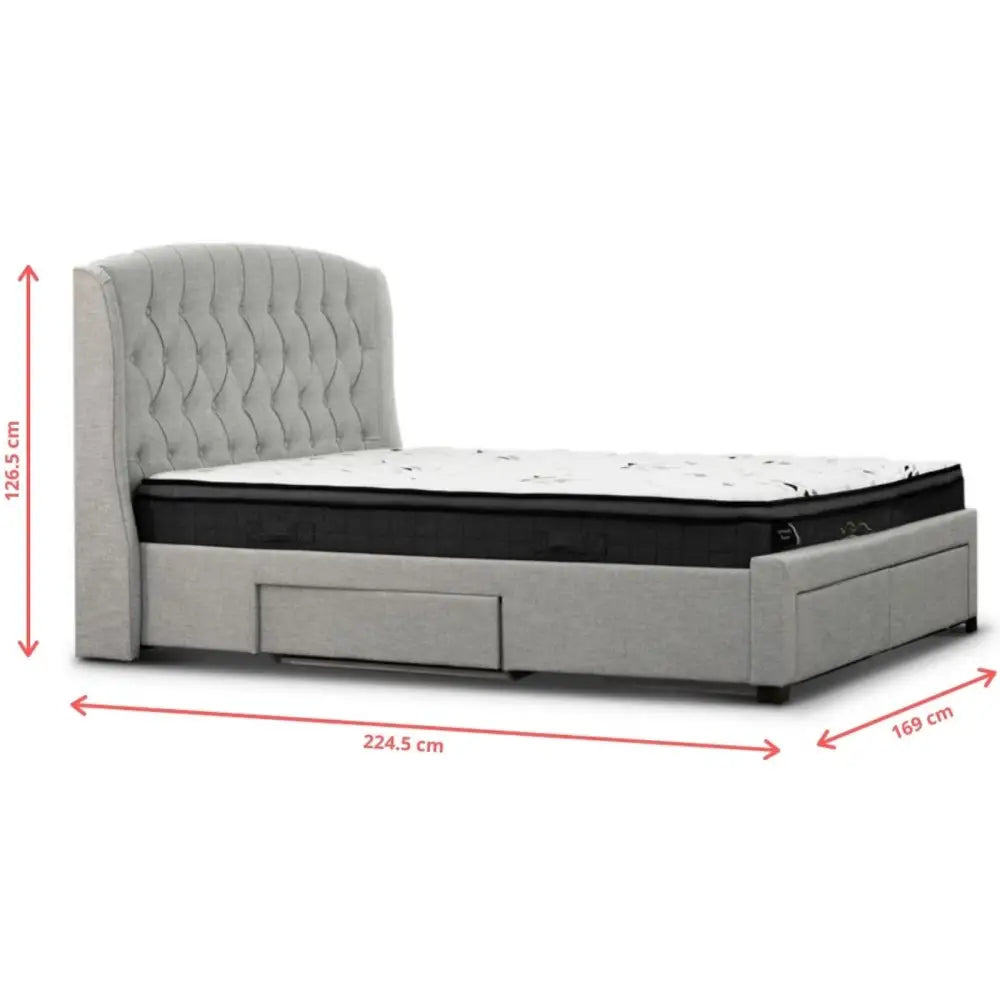 Honeydew Queen Size Bed Frame Timber Mattress Base With Storage Drawers - Beige - Furniture > Bedroom