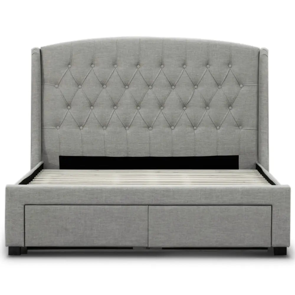 Honeydew Queen Size Bed Frame Timber Mattress Base With Storage Drawers - Beige - Furniture > Bedroom