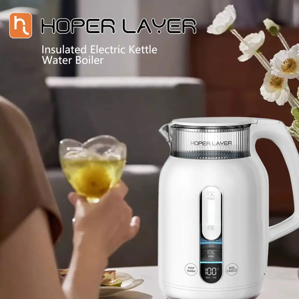 Hoper Layer Insulation Electric Kettle 1.5L 1500W Water Boiler K15-G1 - Appliances > Kitchen Appliances > Kettles