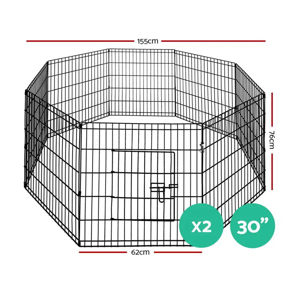 i.Pet 2x30’’ 8 Panel Dog Playpen Pet Fence Exercise Cage Enclosure Play Pen - Pet Care > Dog Supplies > Dog