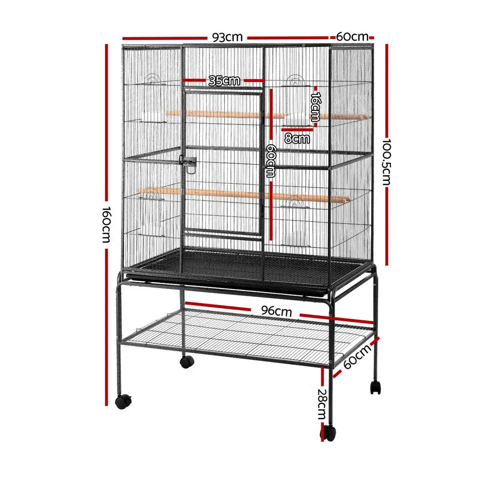 i.Pet Bird Cage Large Cages 160cm Parrot Aviary Stand-Alone Budgie Wheels Castor - Pet Care > Bird > Bird Cages & Stands
