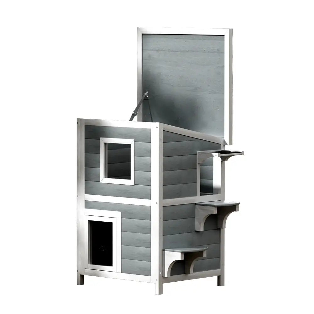 i.Pet Cat House Outdoor Shelter 56cm x 52cm x 82cm Rabbit Hutch Wooden Condo Small Dog Pet Enclosure - Pet Care > Coops
