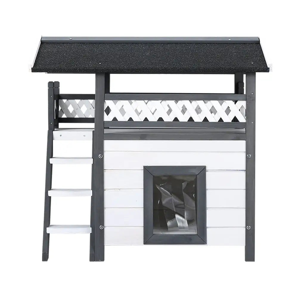 i.Pet Cat House Outdoor Shelter 77cm x 50cm x 73cm Rabbit Hutch Wooden Condo Small Dog Enclosure - Pet Care > Coops &