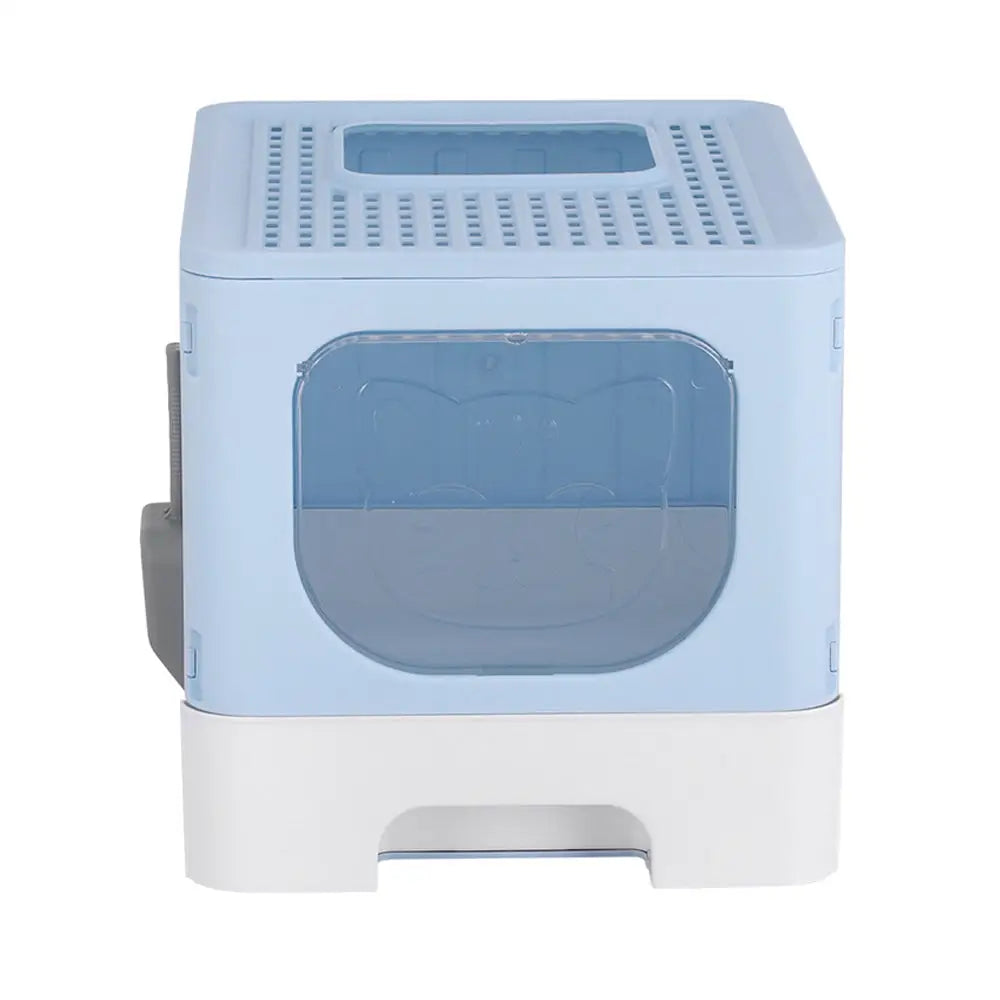 i.Pet Cat Litter Box Large Tray Kitty Toilet Enclosed Hooded Foldable Scoop Blue - Pet Care > Cat Supplies > Cat Litter