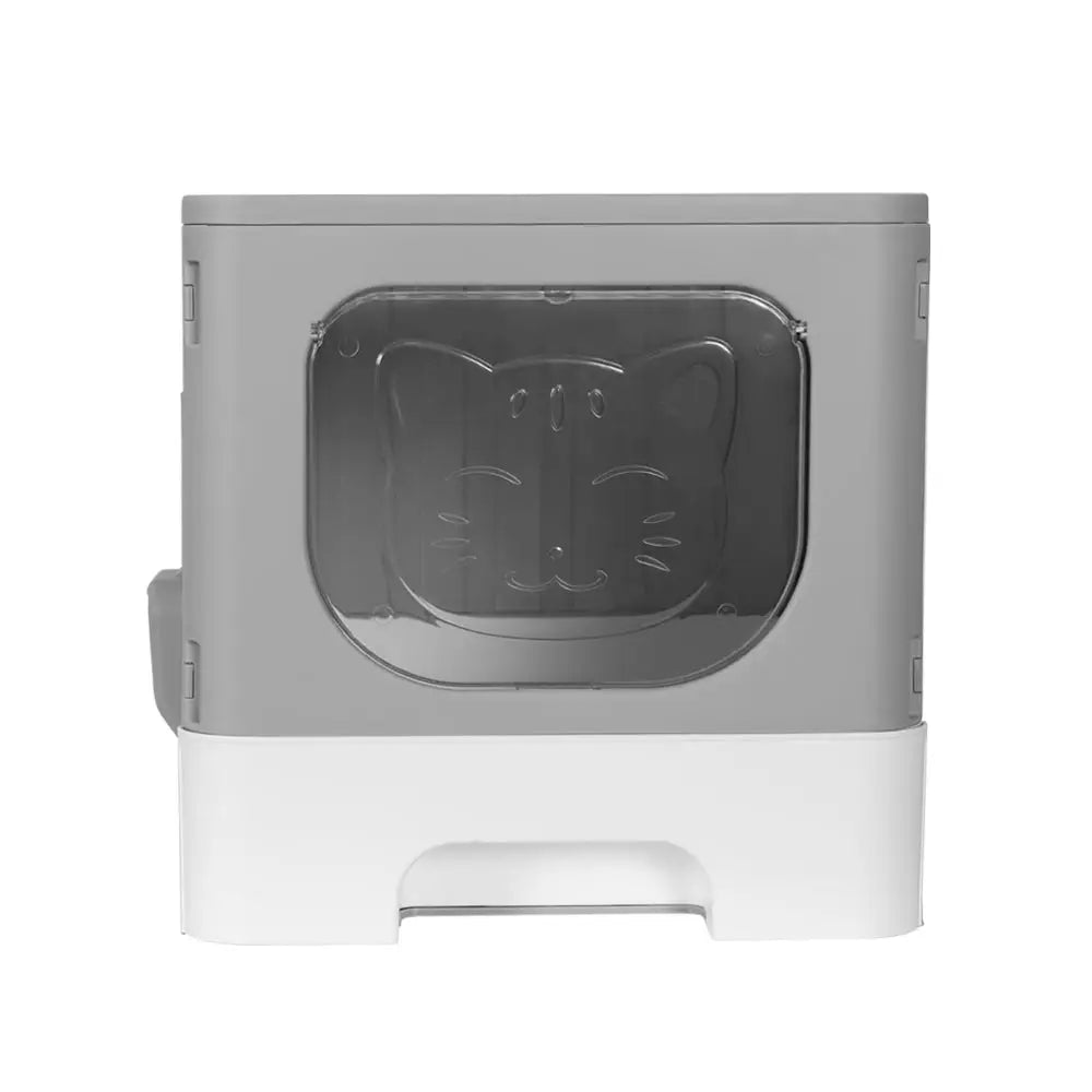 i.Pet Cat Litter Box Large Tray Kitty Toilet Enclosed Hooded Foldable Scoop Grey - Pet Care > Cat Supplies > Cat Litter