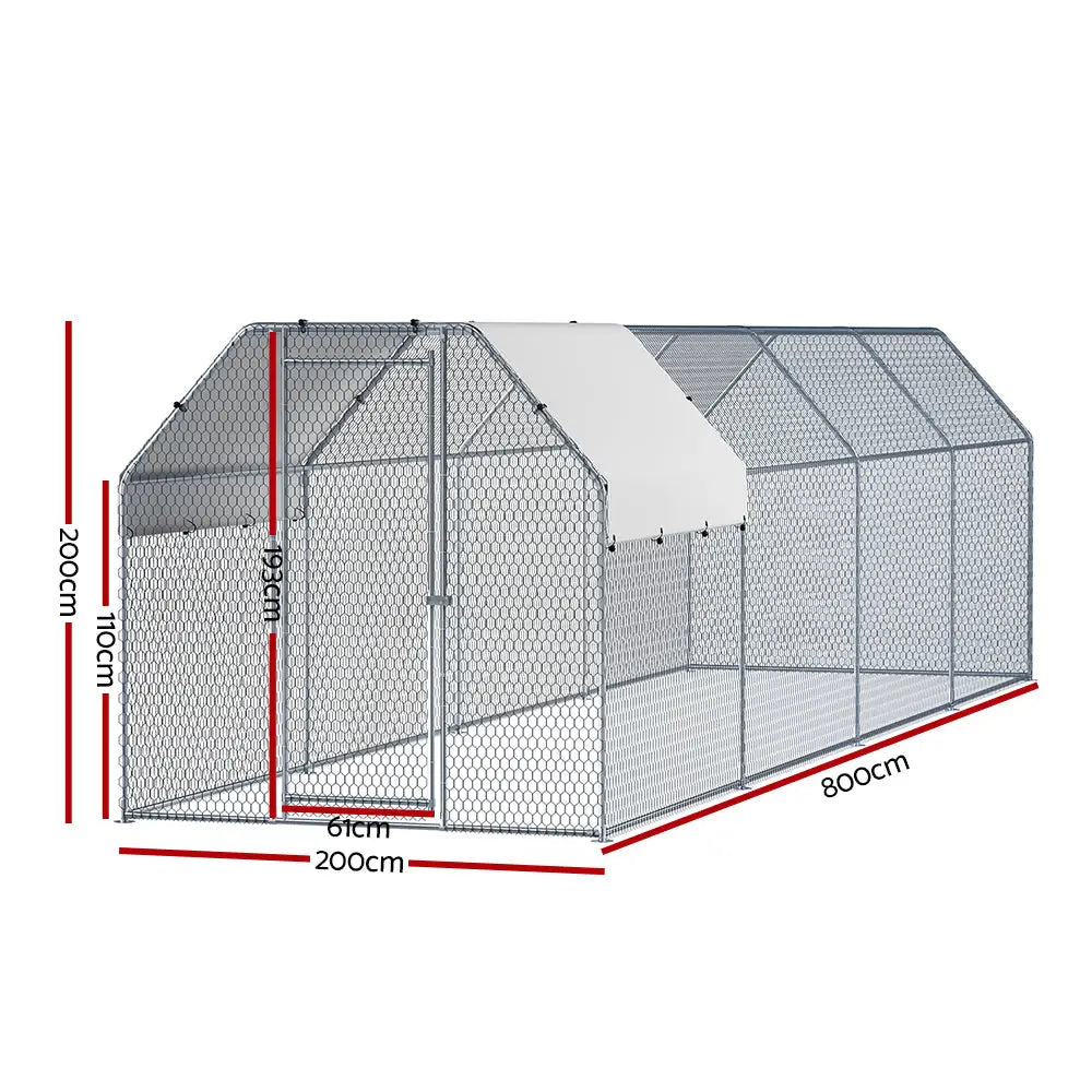i.Pet Chicken Coop Cage Run Rabbit Hutch Large Walk In Hen House Cover 2mx8mx2m - Pet Care > Coops & Hutches > Small
